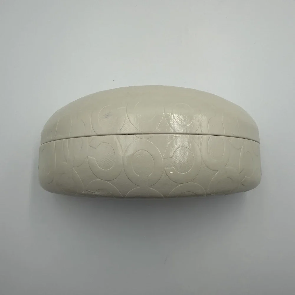 COACH Eyeglasses Sunglasses Hard Clamshell Case White w/ Signature 